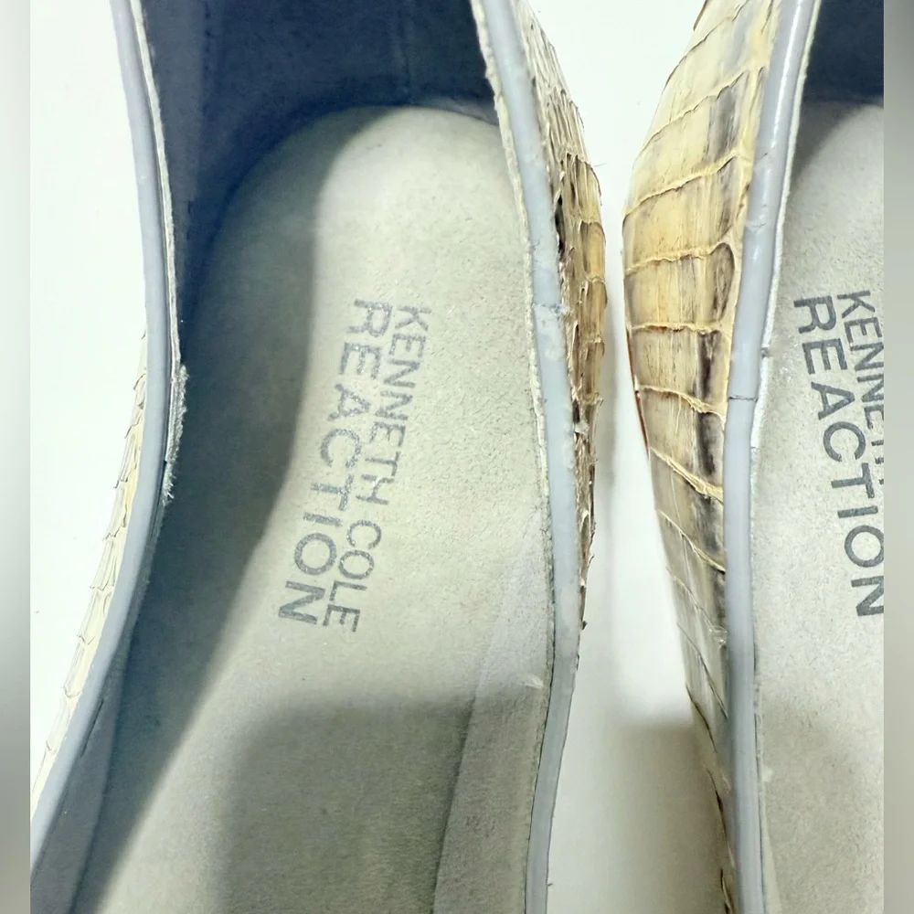 Kenneth Cole Reaction Genuine Python Leather Ballet Flats with Buckle – Size 7.5